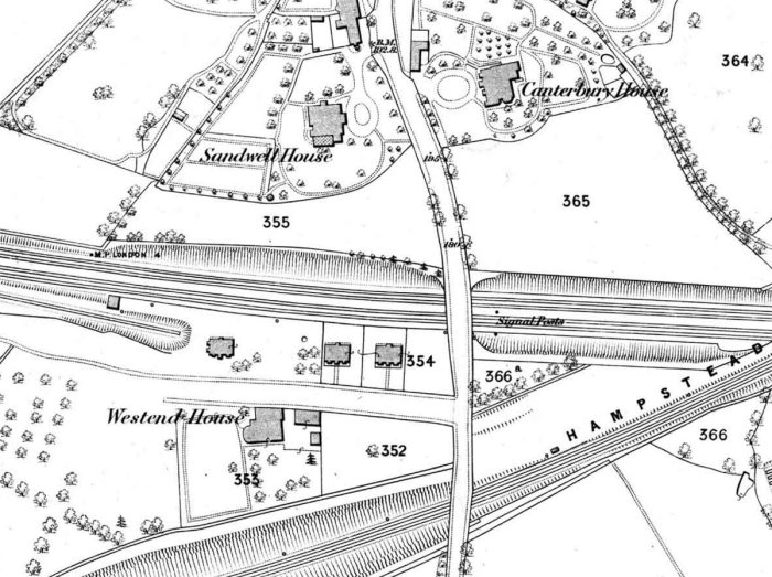 West End House, 1865 OS map