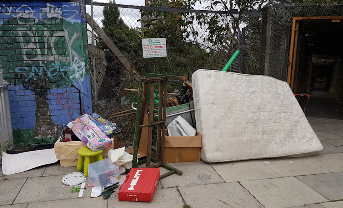 Egregious fly tipping on Mill Lane from August 2016. Photo @damawa42