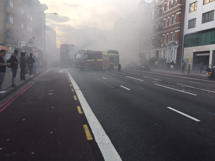 113 on fire on the Finchley Road. Image thanks to Mark Hutton.
